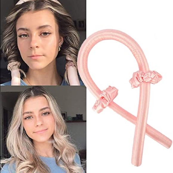 Hair curling heatless rod headband silk with 2 scrunchies wavy curly no damage - Picture 2 of 11
